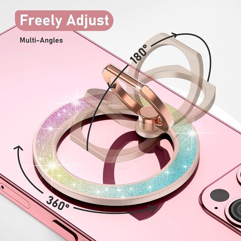 MINDSKY Mag-Safe Phone Stand Phone Grip Compatible with iPhone 12/13/14/15 Mini/Pro/Pro Max Accessories Removable Magnetic Finger Phone Ring Grip (Rosegold Pink) in Saudi Arabia