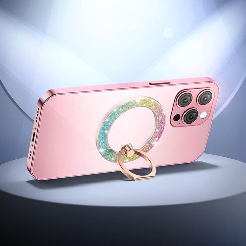 MINDSKY Mag-Safe Phone Stand Phone Grip Compatible with iPhone 12/13/14/15 Mini/Pro/Pro Max Accessories Removable Magnetic Finger Phone Ring Grip (Rosegold Pink) in Saudi Arabia