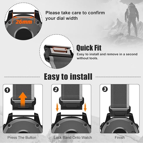 Compatible for Garmin Fenix 7X/6X/5X Band, 26mm Easy Fit Nylon Straps for Garmin Fenix 3/5X Plus/6X Pro/Tactix Delta/Enduro 2 Bands in Kuwait