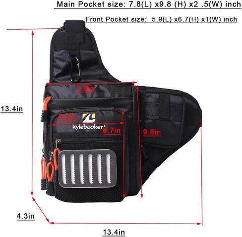 Kylebooker Fly Fishing Sling Pack Adjustable Fishing Tackle Shoulder Bag Gear Accessory Organizer Stream Waist Bag in Saudi Arabia