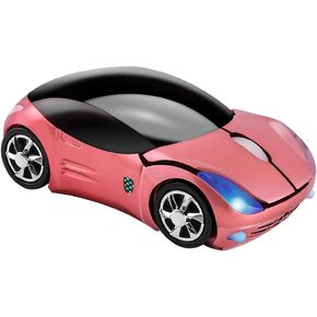 Usbkingdom Wireless Mouse, 2.4GHz Car Shaped Wireless Pink Mouse Cool 3D Ergonomic Optical Gaming Mice with USB Receiver for PC Laptop Computer Kids Girls Small Hands