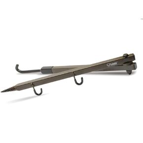HME Durable Secure Convenient Portable Folding Tree Stand Bow Hanger w/Two Accessory Hooks - Extends to 20", Folds to 10", Olive