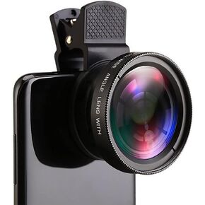 Mobile Phone Lens,2 Functions Mobile Phone Lens 0.45X Wide Angle Len and Macro HD Camera Lens for iPhone for Android Phone (-10119924)