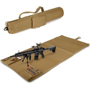 Tactical Shooting Mat with Carrying Bag, Extra Large Roll Up Shooting Mats Prone Padded Shooting Blanket with 2 Accessory Pockets for Range Shooting Hunting, Khaki