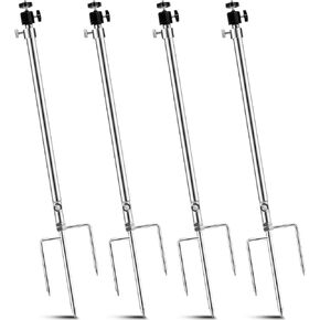 4 Pack Trail Camera Stand Mount 360° Adjustable Stainless Steel Game Camera Stand 1/4 -20 Thread Foldable Camera Mounting Bracket Camera Stake Post for Outdoor Hunting Night Fishing Lights