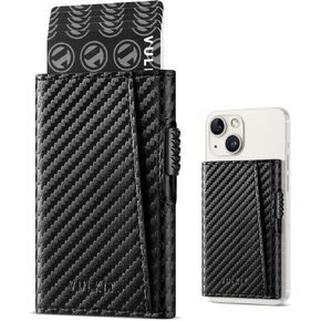 VULKIT Magnetic Wallet Card Holder Phone Card Holders Slim Leather Pop Up Case NFC/RFID Blocking, Compatible with iPhone 16/15/14/13/12 Series Black