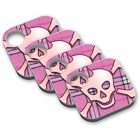 MightySkins Protective Vinyl Skin Decal (4 Pack) Compatible with Tile Key Finder Phone Finder wrap Cover Sticker Skins Pink Bow Skull