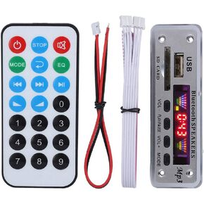 ASHATA MP3 Audio Decoder Board, DC 5V 12V Bluetooth 5.0 Audio Decoder Module Support MP3 WMA/WAV FLAC APE, Colors Screen USB AUX SD FM Radio Lossless Car Stereo Bluetooth Recording Module (Silver)