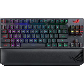 ASUS ROG Strix Scope RX TKL Wireless Deluxe - 80% Gaming Keyboard, Tri-Mode Connectivity (2.4GHz RF, Bluetooth, Wired), ROG RX Red Optical Mechanical Switches, PBT Keycaps, RGB, Wrist Rest, Black