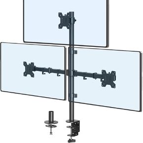 Triple Monitor Stand, Monitor Desk Mount for Three Screens up to 32 Inch, Stacked Monitor Arm for 3 Monitors Max 17.6lbs per Arm, Height Adjustable, Tilt, Swivel VESA Mount 75/100x100mm
