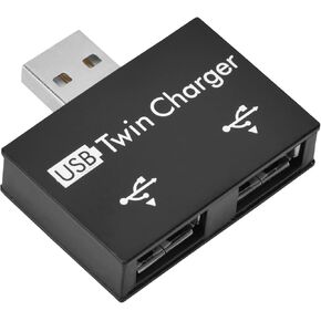 Hub Concentrator Hub USB2.0 Male to 2-Port USB Twin Charger Splitter Adapter Converter Kit Plug and Play,1.57 x 1.18 x 0.39in(Black)