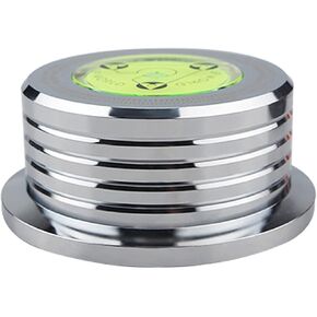 Turntable Weight Disc Stabilizer 10.5Oz Bubble Level 60Hz Speed Measure Strobe Scale Record Weight Aluminum Record Puck LP Weight Vinyl Clamp for Record Player Phonograph (Silver)
