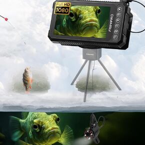 (2024 Upgrade) HD 1080P Underwater Fishing Camera 4.5''-(NO Need Learn) Ice Fishing Camera (Plug & Play) w/ 5,000mAh Li-Battery & USB-C Power, IR&LED for Dark, Fish Finder Camera, 20m/66ft