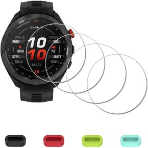 [4 Pack] Screen Protector for Garmin Approach S70 47mm GPS Golf Watch + Silicone Anti-dust Plugs Tempered Glass Anti-Scratch Bubble-Free Easy Installation
