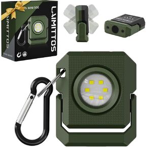 Mini Keychain Flashlight Rechargeable Flashlights 500 Lumens LED Magnetic Flashlight with Rotatable Bracket 4 Light Modes Pocket Lights Outdoor Emergency Work Light for Fishing, Camping and Hiking