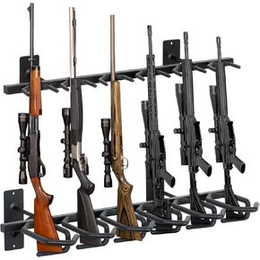 ROBUST Indoor Gun Racks for Wall 6-Slot Vertical Gun Rack Wall Mount, Rifle Shotgun Gun Stand Heavy Duty Steel Gun Display for Side by Side…