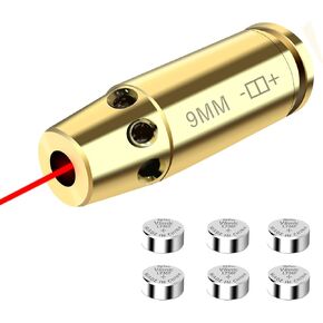 Red Dot Bore Sight 9mm Laser Boresighter with 3 Sets of Batteries