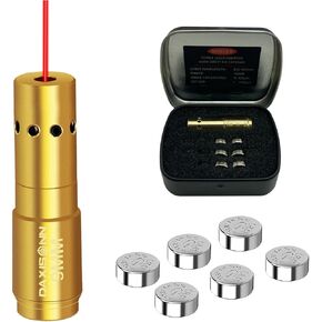 Laser Bore Sight 9mm/223 5.56 Bore Sighter Red Laser Boresighter Bore Site Tool for Fast Zeroing with Two Sets of Batteries (3 Batteries/Set)