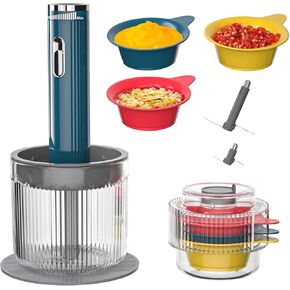 قطاعة طعام كهربائية لاسلكية، محضرة طعام محمولة من AYOTEE مع شحن USB، شفرات متعددة السرعات قابلة للتعديل، وعاء 500 مل ووعاء 3 * 100 مل، خلاط طعام مناسب للحوم والخضروات in Kuwait
