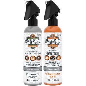 Ranger Ready P2Pak Permethrin + Picaridin Tick & Insect Repellent, Scent Zero, 8 Fl Oz. (Pack of 2)