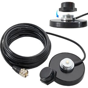 Anina NMO Antenna Magnetic Base Mount 16.4 FT RG58 Coaxial Cable PL-259 Plug with NMO Antenna Mount Cap for CB Ham Radio Truck Marine VHF Radio