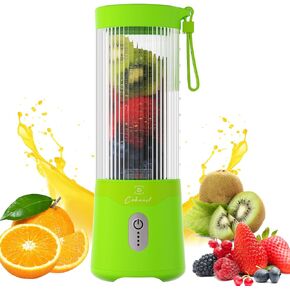 COKUNST Portable Blender for Smoothies, USB Rechargeable Personal Smoothie Shakes Blender, 16 OZ Mini Juicer Mixer with 6 Blades, Small Blender Cup with 2 Lids for Travel, Office, Gym, Kitchen Green