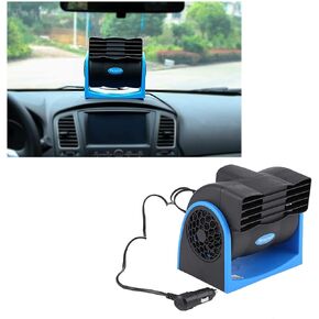 Car Silent Air Fan, Universal 12V Electric Car Mini Fan Adjustable Speed Silent Air Fan with Cigarette-Lighter Plug for Truck RV SUV ATV, 6.5 x 5.1in