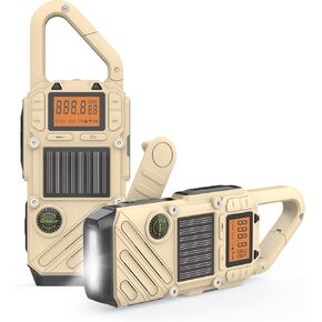 Walkie Talkies for Adults Rechargeable, FM/NOAA Emergency Radios with Weather Alerts, LED Flashlight & SOS Alarm, Solar Powered Hand Crank Long Range 2 Way Radios Walkie Talkie with USB Charged