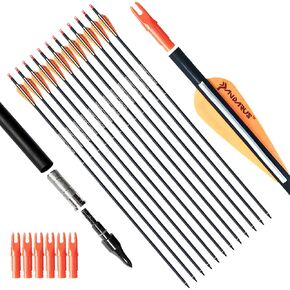 Archery 30/32/28 Inch Carbon Practice Hunting Arrows with Removable for Youth Compound & Recurve Bow Target (Pack of 12)
