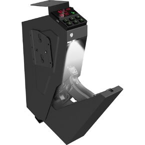 Gun Safe,Quick-Access Mounted Nightstand Handgun Safe,Auto Open Lid Smart Pistol Safe with Keypad Lock/Key Lock