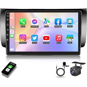 4 Core 2+32G Car Stereo for Nissan Sentra 2013-2017, 10.1 Inch Touchscreen with CarPlay & Android Auto 1080P AHD Backup Camera, 5G-WiFi 5.0 Bluetooth FM/RDS GPS DSP EQ for Nissan Sentra Radio