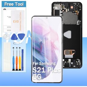 Screen Replacement for Samsung Galaxy S21 Plus 5G SM-G996B SM-G996U SM-G996W SM-G996N SM-G9960 6.7" OLED LCD Display Touch Digitizer Assembly with Tools(Black with Frame)