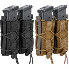 2pc Molle Pistol Mag Pouch Single Double Stack Magazine for 9mm/.40 Calibers 45acp Glock S&W M&P, Sig 226/229, and Springfield 1911 Sig Sauger,P365,P365XL