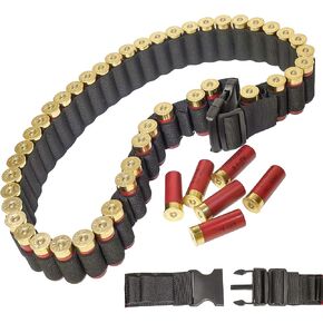 50 Round Capacity Shotgun Bandolier 12, 20 Gauge Shell Holder with Quick Release Buckle - Shoulder Scabbard Adjustable Ammo Shooting Belt