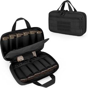 DSLEAF Tactical Pistol Magazine Storage Bag, MOLLE Mag Pouch Hold Up to 13x Standard Single/Double Stack Magazines for Medium and Large Handguns (Patent Design)
