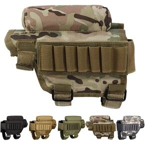 Rifle Buttstock, Hunting Shooting Tactical Cheek Rest Pad Ammo Pouch with 7 Shells Holder