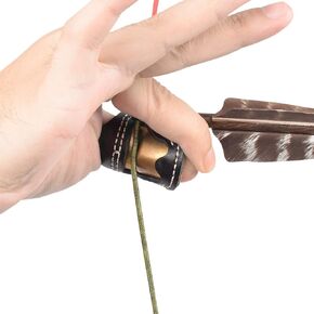 Elong Soft Leather & Brass Thumb Armor Ming Guang Archery Thumb Ring for Traditional Reurve Bow Finger Guard Protector Shooting Glove
