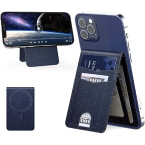 Magnetic Phone Wallet, Strong Magnetic Wallet for iPhone 15/14/13/12 Series, for Magsafe Wallet with Adjustable Stand, 4 Card Holder, RFID Blocking, Vegan Leather (Carbon Fiber)