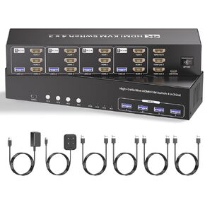 4K@60Hz HDMI KVM Switch 1 Monitors 4 Computers, USB 3.0 4 Port HDMI KVM Switch for 4 Computers Share 1 Set of Keyboard, Mouse, Monitor and 4 USB 3.0 Ports in Kuwait