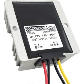 Car Voltage Stabilizer, DC 12V Regulator 12V Surge Protector 144W Heavy Duty for Car Battery Auto Truck Vehicle Boat Motor Solar System Protection (DC 10-36V Input, DC 12V Output)
