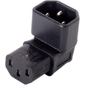chenyang 2 Pack IEC 320 C14 Male to C13 Female 90 Degree Angled Power Extension Connector Adapter 10A 250V for Monitor/Computer/PDU Chassis/Printer