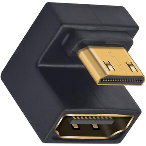 Duttek 8K U Shaped Mini HDMI to HDMI Adapter, UHD Up Angle Mini HDMI Male to HDMI Female Adapter, HDMI to Mini HDMI 180 Degree Adapter 48Gbps with LED Lights for Cameras, Projectors 2 Pack