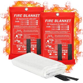 Fire Blanket - Emergency Fire Blanket Extinguishers, Must Prepared Fiberglass Fireproof Supply, Flame Retardant for Home and Kitchen, Fireplace, School, Grill, Car, Office, 40''×40'' 2 Pack