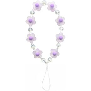 Meefisher Purple Boho Cute Phone Charm Lanyard Flower Beaded Sweet Y2K Phone Wrist Strap Anti-Lost Chain Bag Charm Keychain for Women