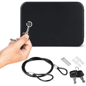 Tahoe Trails Portable Gun Safe for Pistols and Valuables, Small Gun Safe with Combination Lock and Security Cable, Gun Lock Box 9.4 " X 6.4" X 1.9" for Car, Office, Home, Dorm and Travel