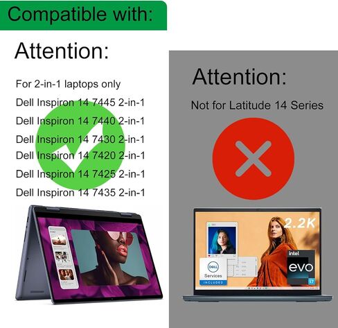 2 واقي شاشة من الزجاج المقسى لجهاز Dell Inspiron 14 7445 7420 7425 7435 7430 2 في 1 شاشة لمس 14 بوصة، صلابة 9H ومقاومة للخدش (ليس لـ Latitude 14، فقط لإصدار 2 في 1) in Saudi Arabia