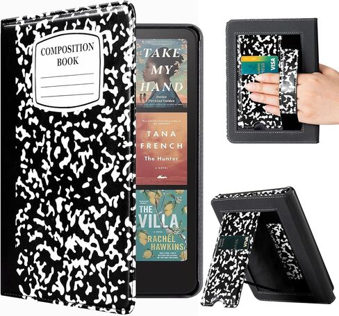 حافظة CoBak مع حامل لجهاز Kindle Paperwhite الجيل الثاني عشر 2024 (7 بوصات) وإصدار Kindle Colorsoft Signature - غطاء متين من جلد البولي يوريثان مع خاصية التنبيه التلقائي للنوم، وفتحة للبطاقة، وميزة حزام اليد in Saudi Arabia