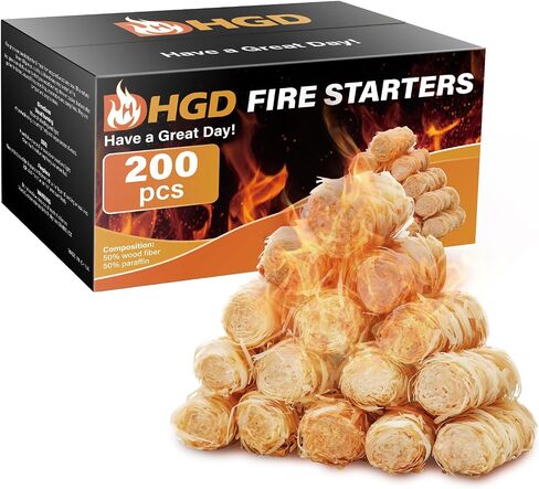 HGD (200 قطعة من مشعلات النار لنيران المخيمات، مبدئات الفحم الطبيعي، مشعل المدخنة لشواية الفحم، للاستخدام الداخلي والخارجي، مقاوم للطقس in Kuwait