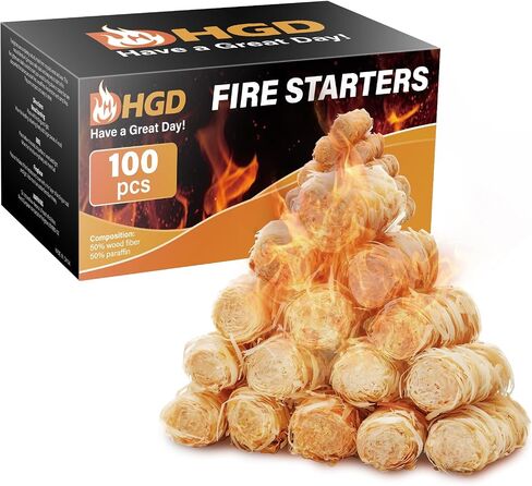 HGD (200 قطعة من مشعلات النار لنيران المخيمات، مبدئات الفحم الطبيعي، مشعل المدخنة لشواية الفحم، للاستخدام الداخلي والخارجي، مقاوم للطقس in Kuwait