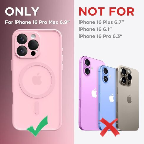 Magnetic Compatible with iPhone 16 Pro Max Case, Upgraded [Full Camera Protection] [Compatible with MagSafe] Protective Translucent Matte Women Phone Case Cover, Peach Pink in Saudi Arabia